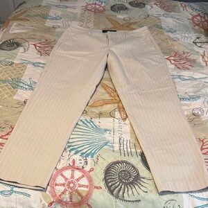 Liverpool Women's Cropped Pinstripe Pants in Cream